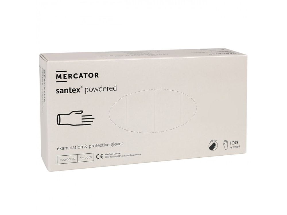 MERCATOR MEDICAL Latexové rukavice MERCATOR biele práškové 100ks L
